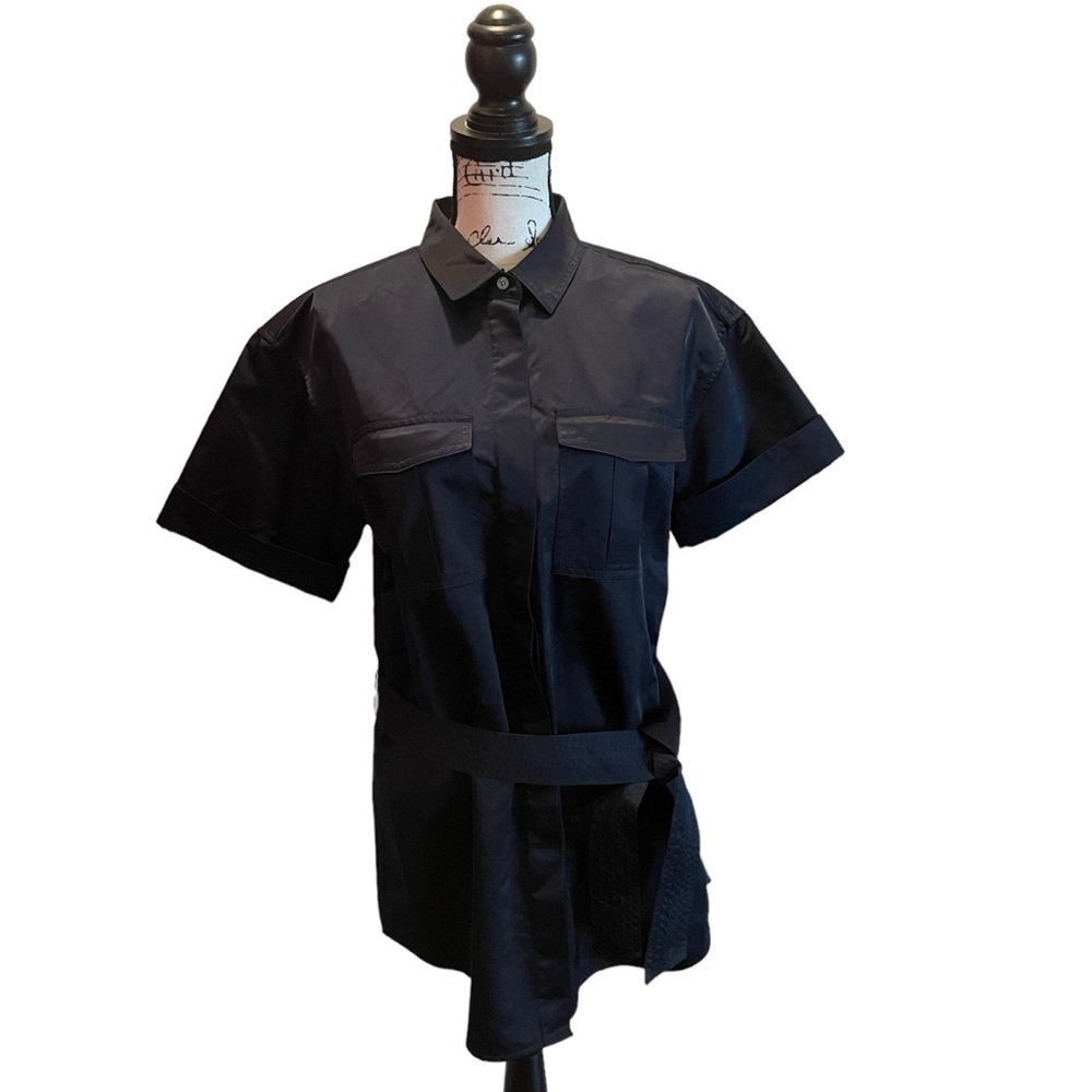 Banana Republic Military Shirt Navy Blue Size Medium S/S Belted MILI Safari